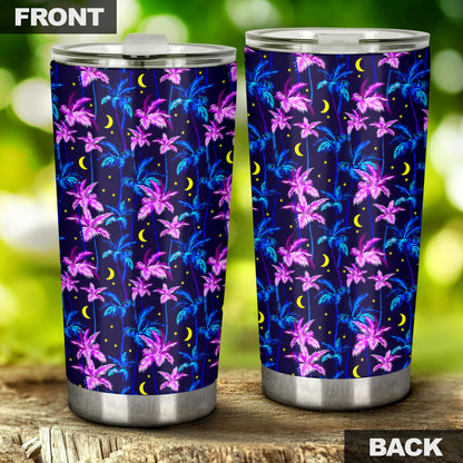 Palm Tree Night Scene Design Print Tumbler