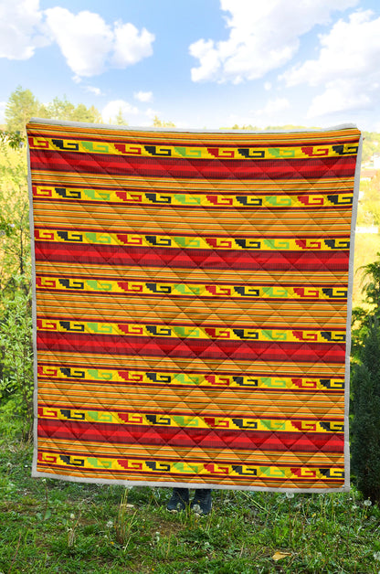 Mexican Blanket Ornament Print Pattern Quilt Bedspread
