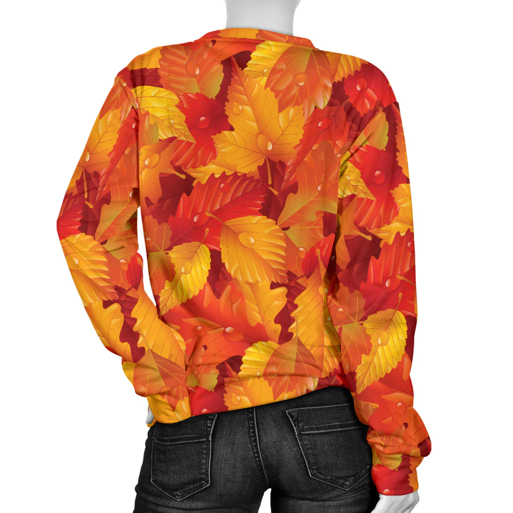Elm Leave Autum Print Pattern Women Long Sleeve Sweatshirt