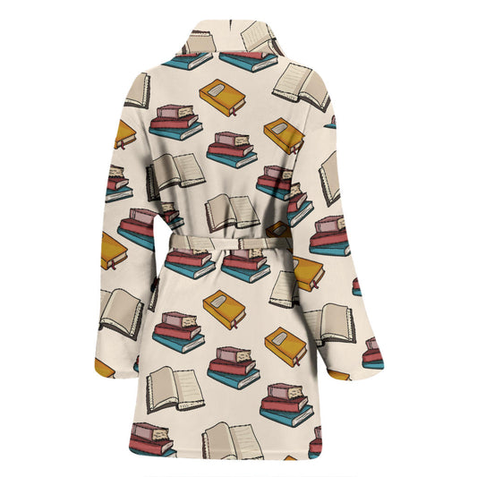 Book Pattern Print Design 04 Women Bathrobe