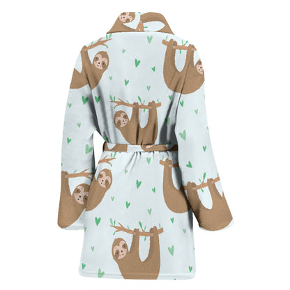 Sloth Print Design LKS308 Women Bathrobe