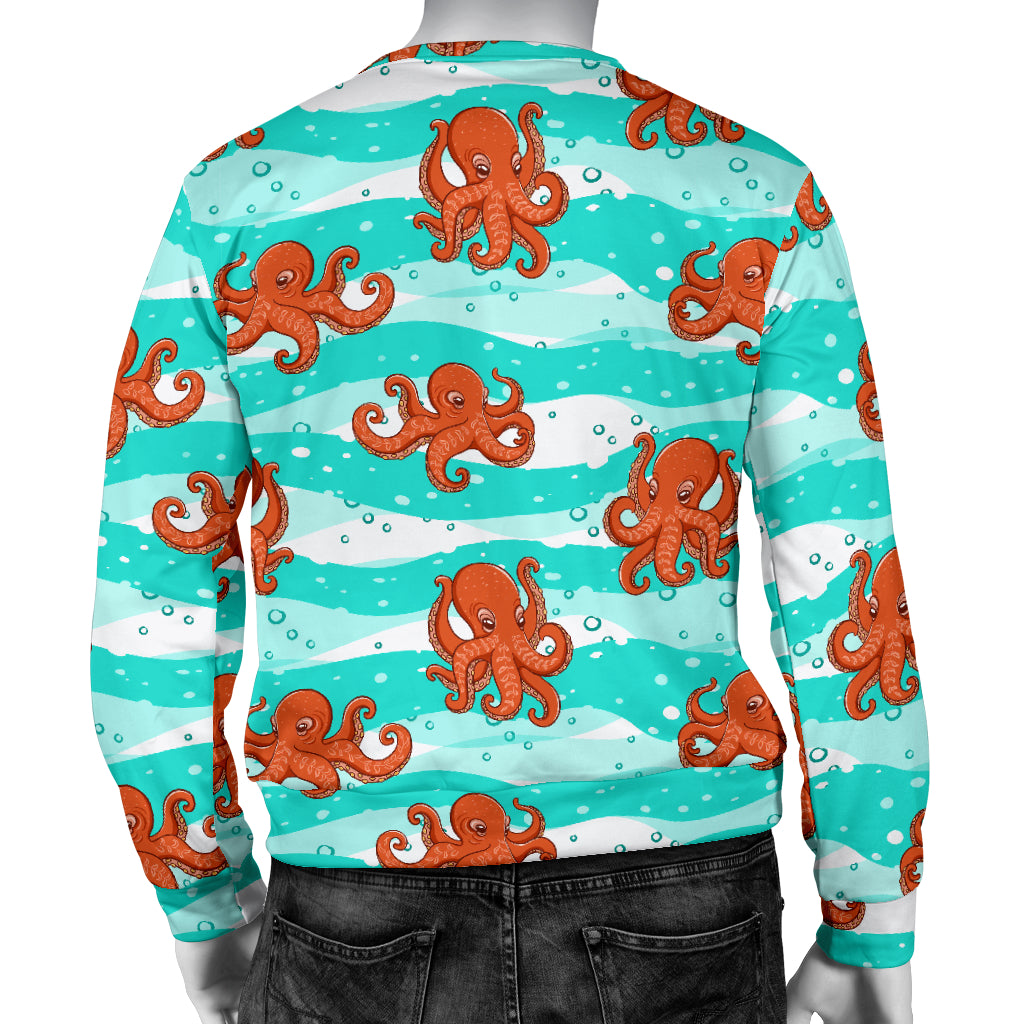 Octopus Cute Design Print Themed Men Long Sleeve Sweatshirt