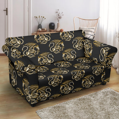 Skeleton Dragon Print Design LKS306 Loveseat Couch Slipcover