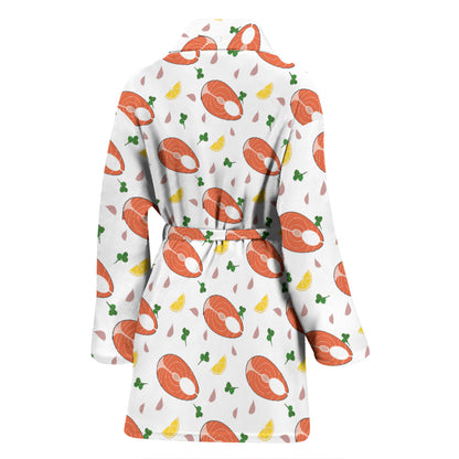 Salmon Steak Print Design LKS303 Women Bathrobe