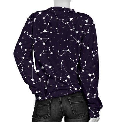 Zodiac Star Pattern Design Print Women Long Sleeve Sweatshirt
