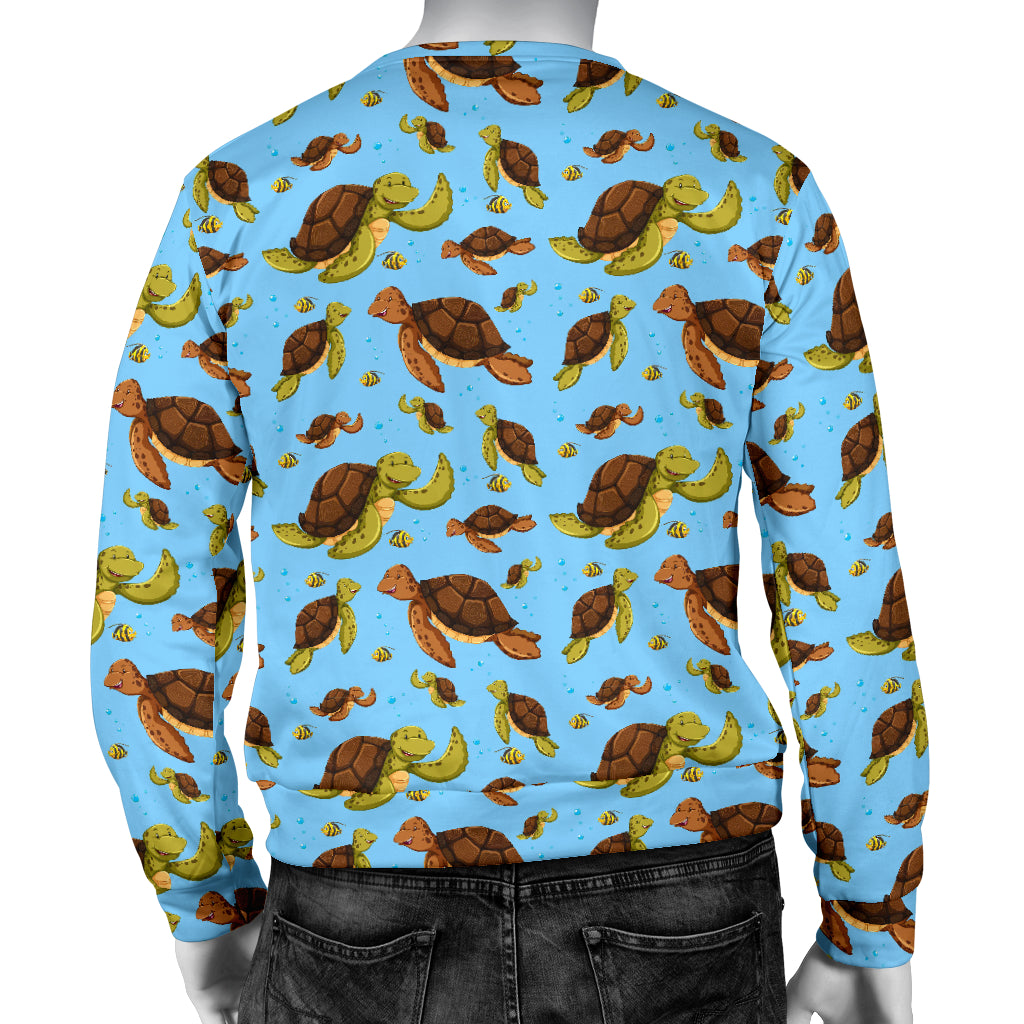 Hello Sea Turtle Print Pattern Men Long Sleeve Sweatshirt