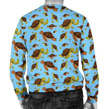 Hello Sea Turtle Print Pattern Men Long Sleeve Sweatshirt