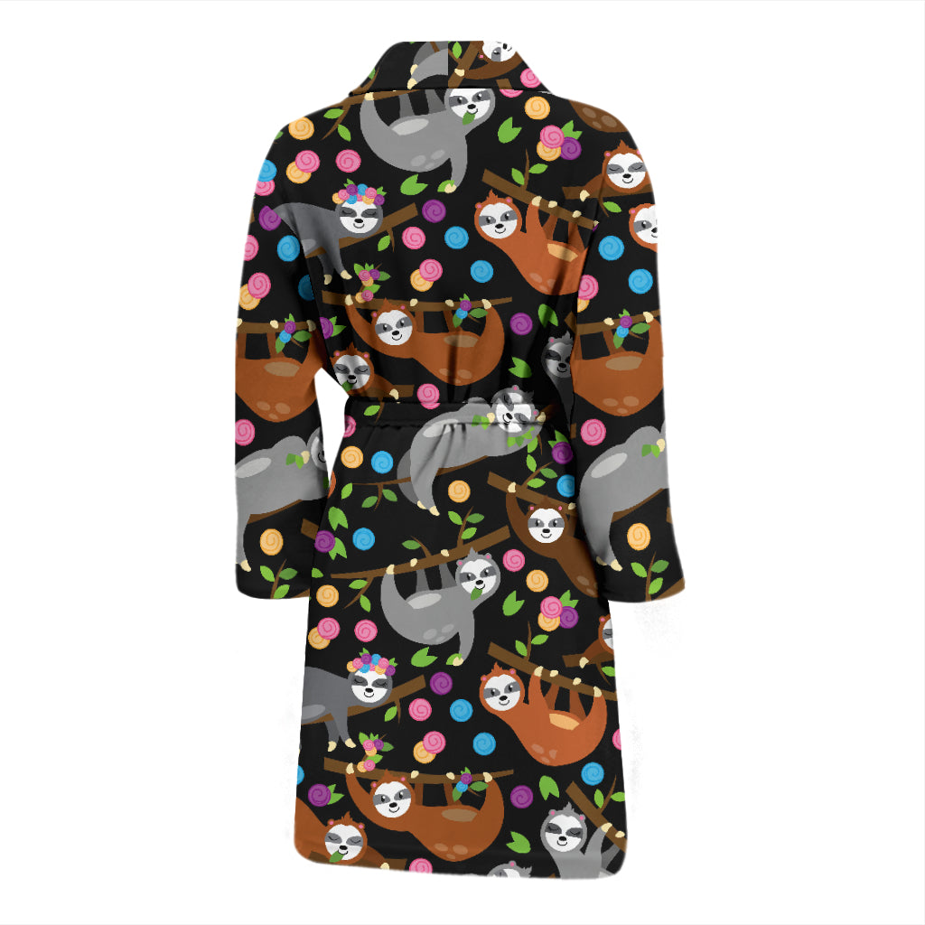 Sloth Print Design LKS306 Men Bathrobe