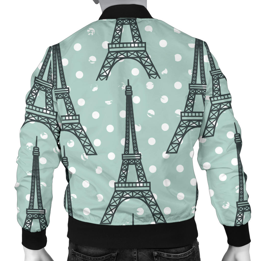Eiffel Tower Polka Dot Print Men Bomber Jacket