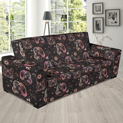 Third Eye Girl Cat Print Design LKS305 Sofa Slipcover