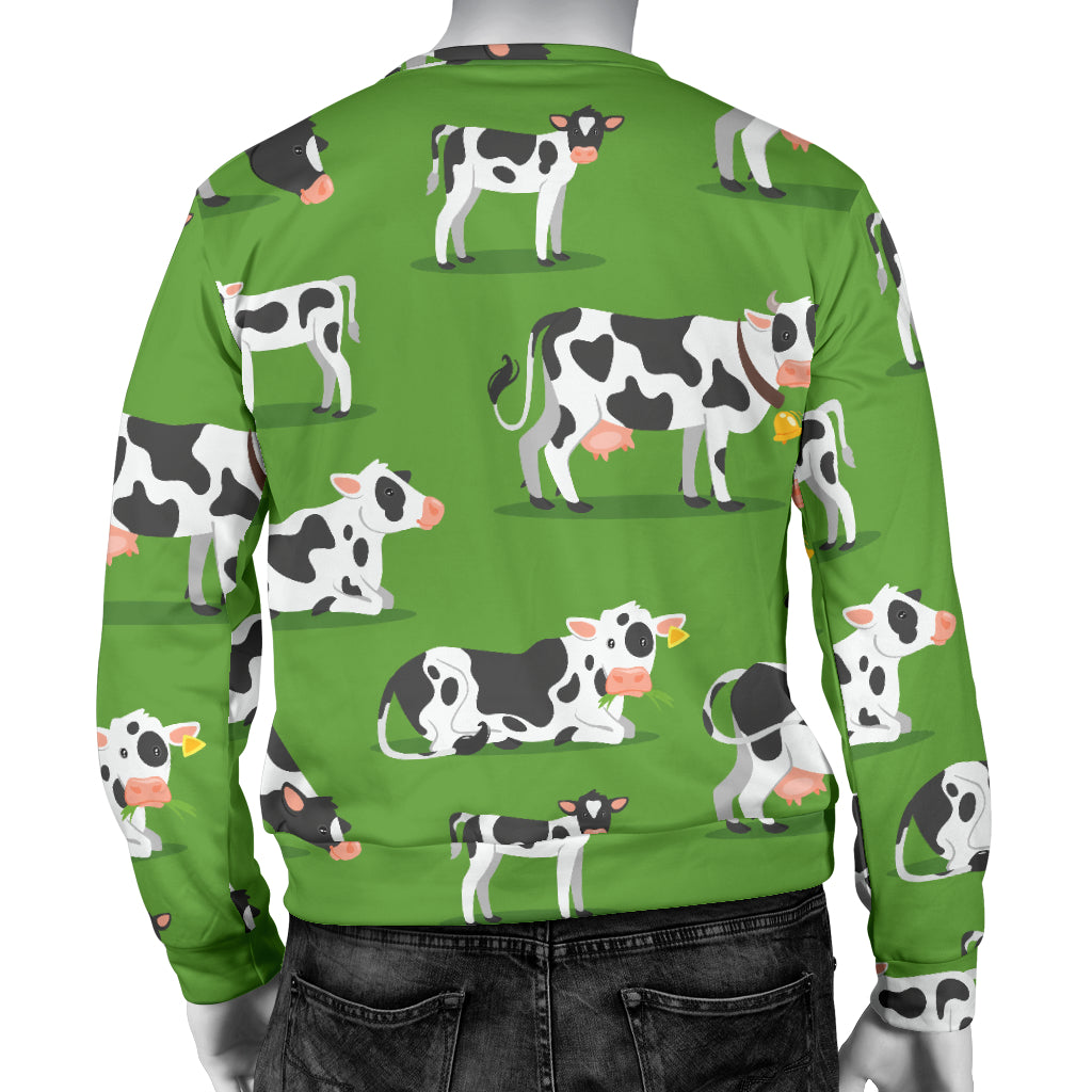 Cow Happy Print Pattern Men Long Sleeve Sweatshirt