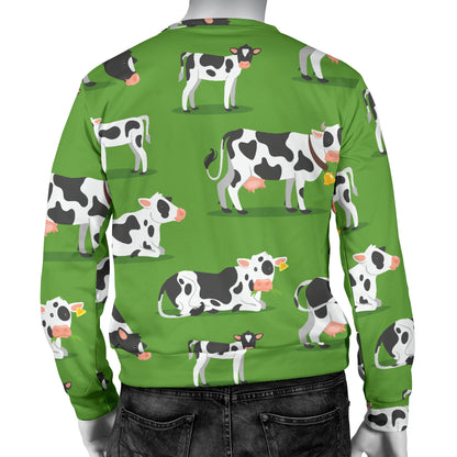 Cow Happy Print Pattern Men Long Sleeve Sweatshirt