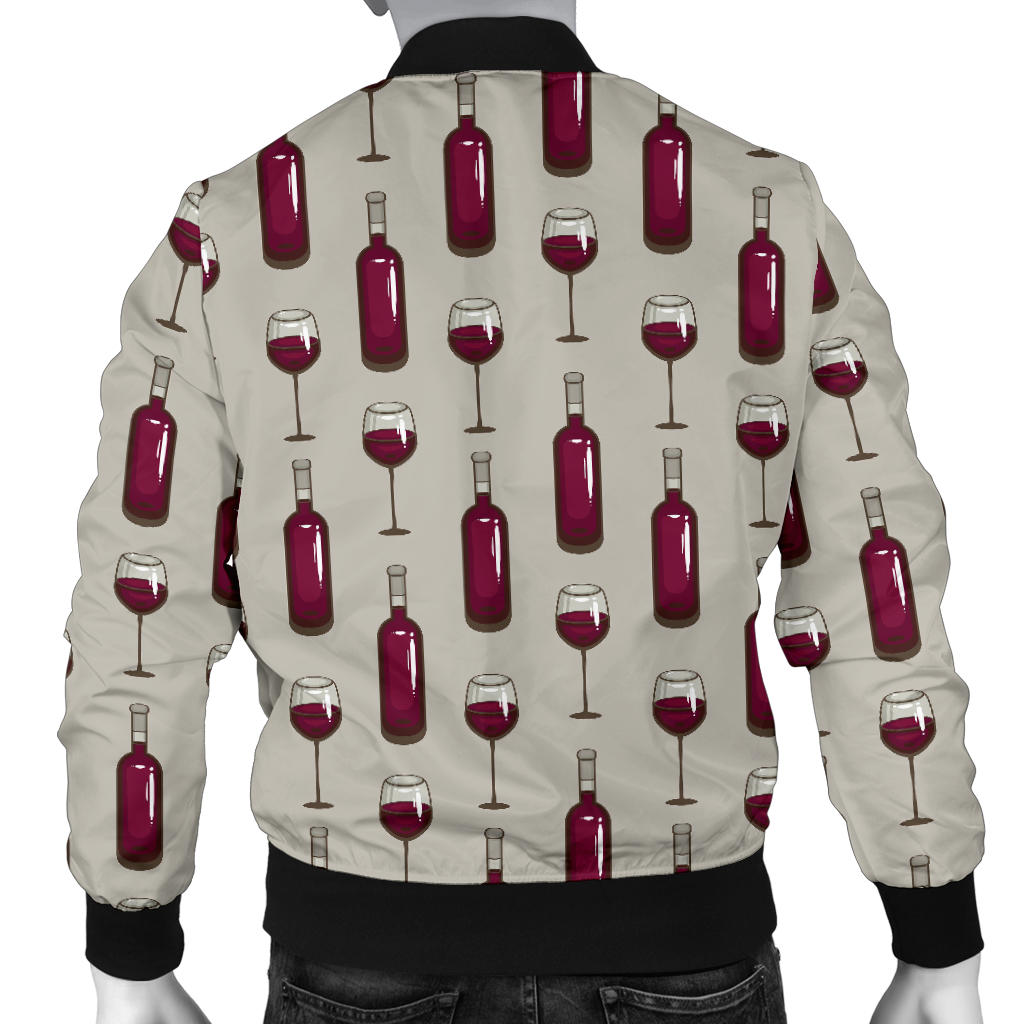 Wine Bottle Pattern Print Men Bomber Jacket