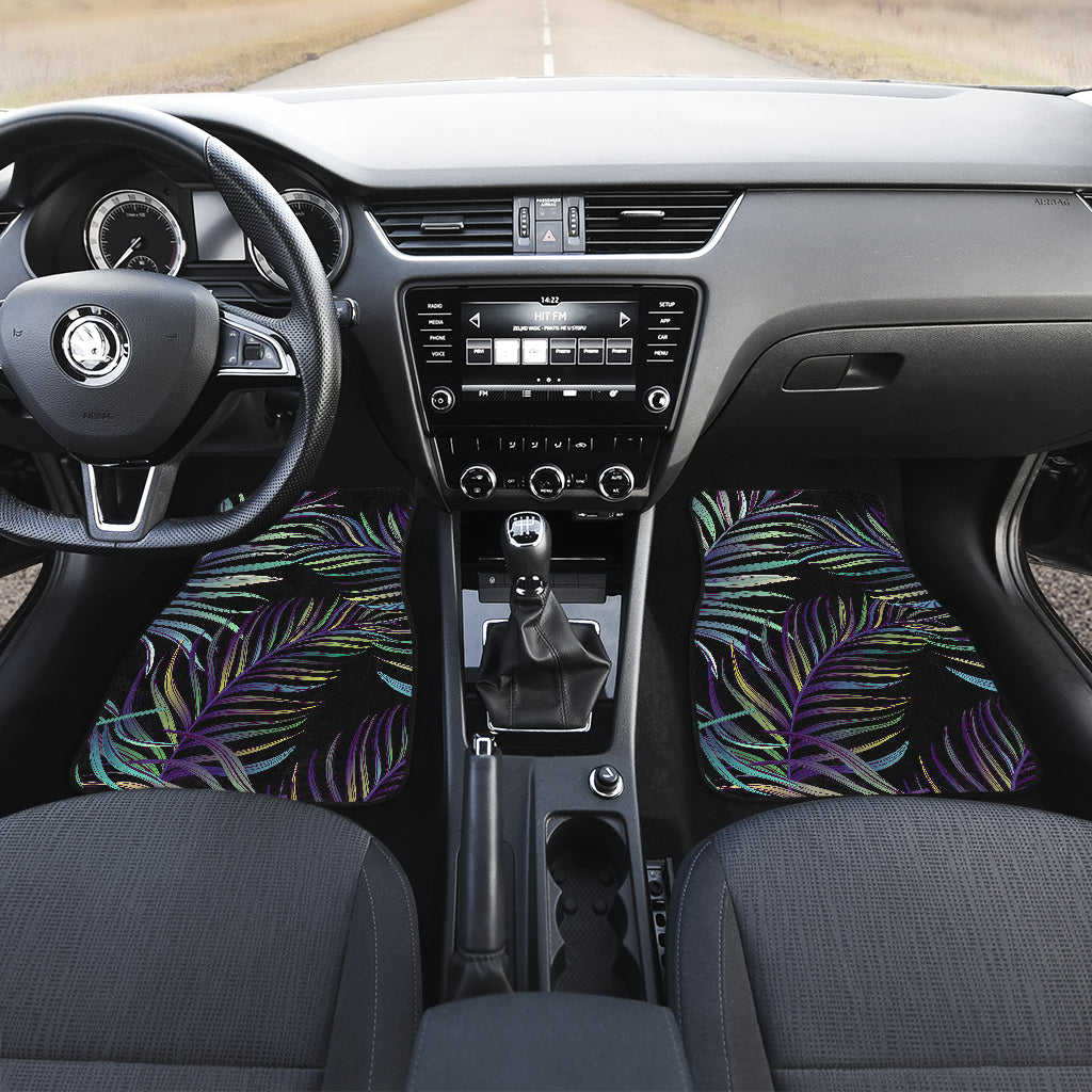 Tropical Palm Leaves Pattern Brightness Car Floor Mats Front Back