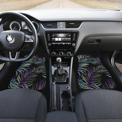 Tropical Palm Leaves Pattern Brightness Car Floor Mats Front Back