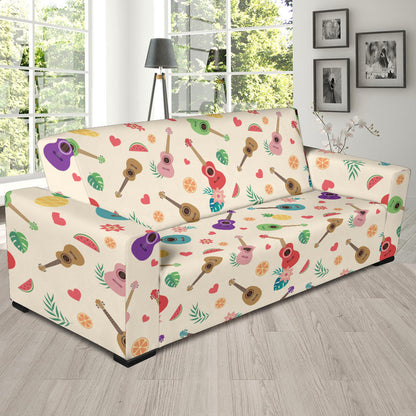 Ukulele Pattern Print Design 01 Sofa Slipcover