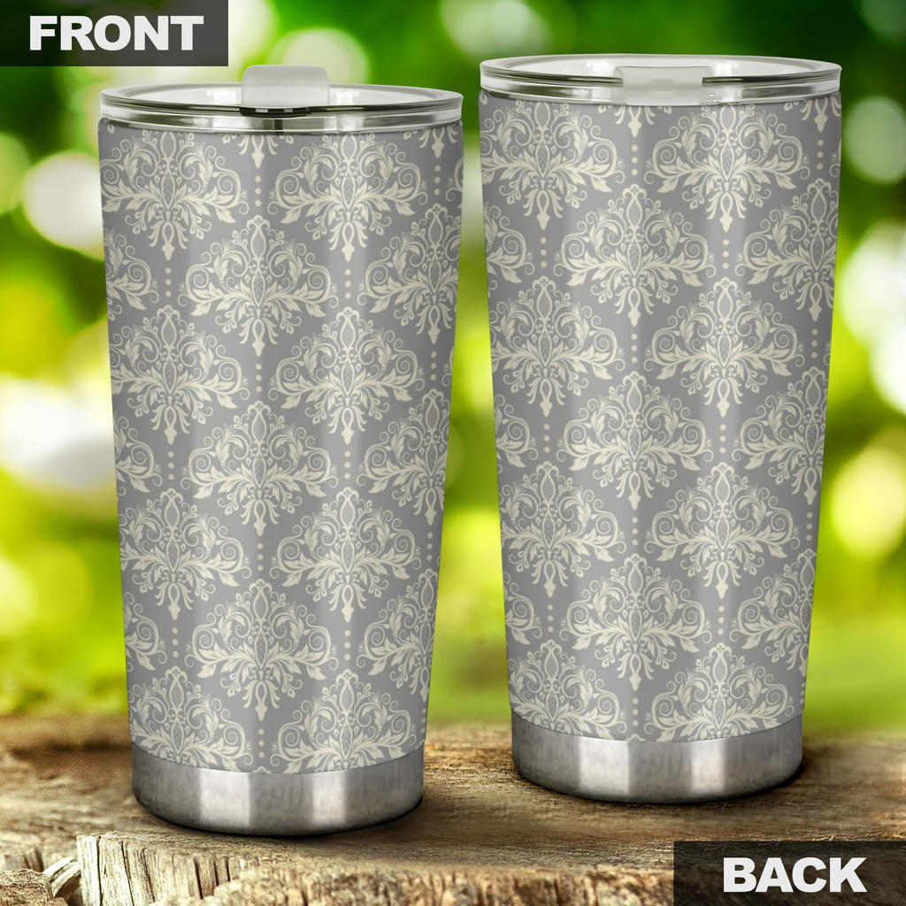 Damask Grey Elegant Print Pattern Tumbler
