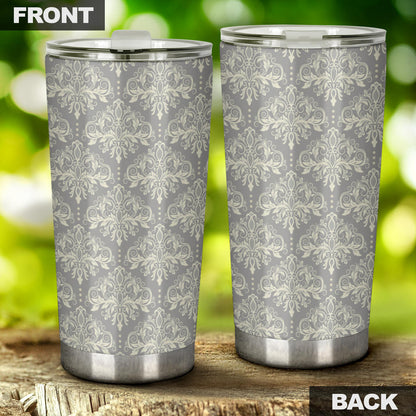 Damask Grey Elegant Print Pattern Tumbler