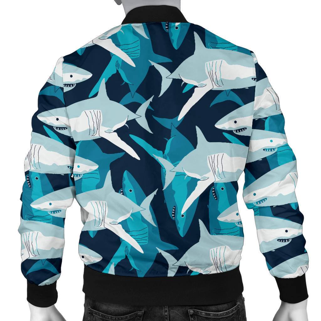 Shark Design Print Men Bomber Jacket