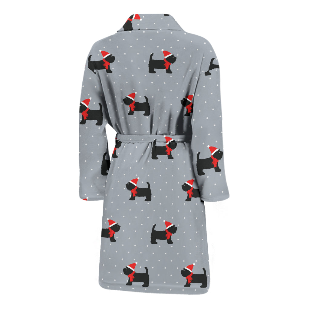 Scottish Christmas Themed Terriers Print Design LKS3018 Men Bathrobe