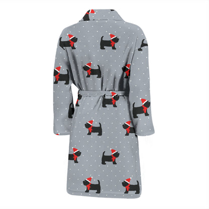 Scottish Christmas Themed Terriers Print Design LKS3018 Men Bathrobe