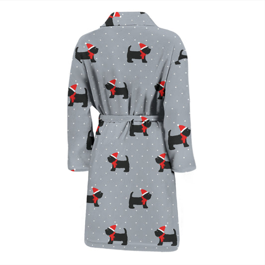 Scottish Christmas Themed Terriers Print Design LKS3018 Men Bathrobe