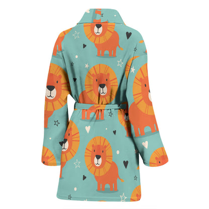 Lion Baby Pattern Print Design 03 Women Bathrobe