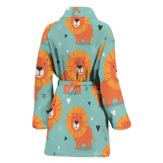 Lion Baby Pattern Print Design 03 Women Bathrobe