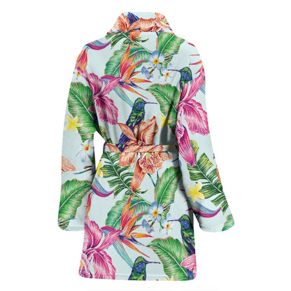 Hummingbird Tropical Pattern Print Design 05 Women Bathrobe