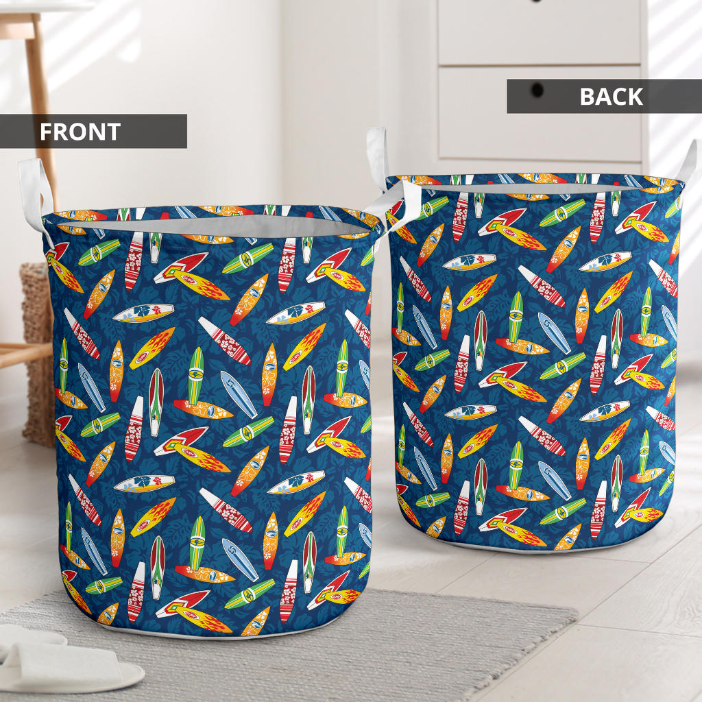 Surfboard Pattern Print Laundry Basket