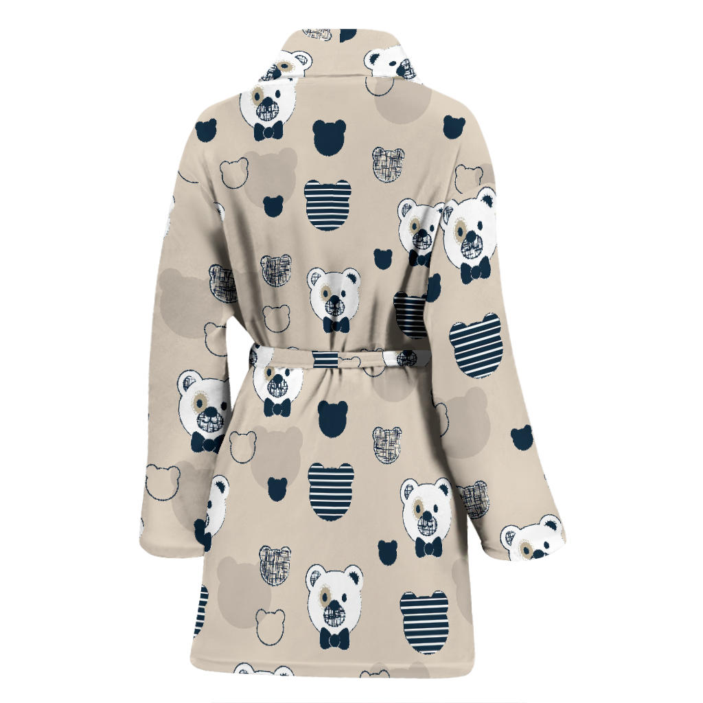 Bear Pattern Print Design 05 Women Bathrobe