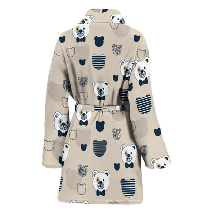 Bear Pattern Print Design 05 Women Bathrobe