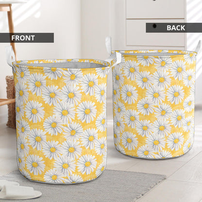 Daisy Yellow Watercolor Print Pattern Laundry Basket