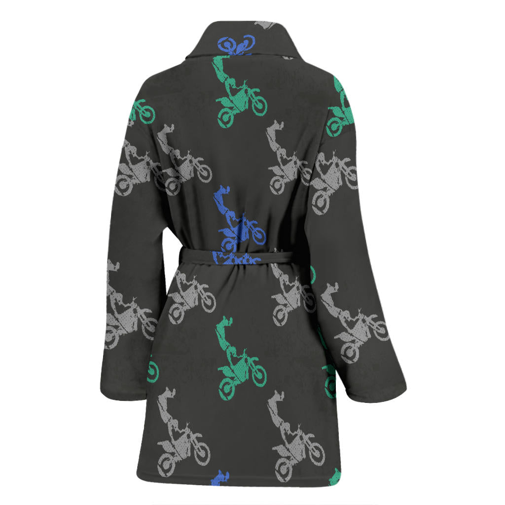 Motocross Pattern Print Design 02 Women Bathrobe