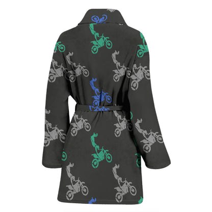 Motocross Pattern Print Design 02 Women Bathrobe