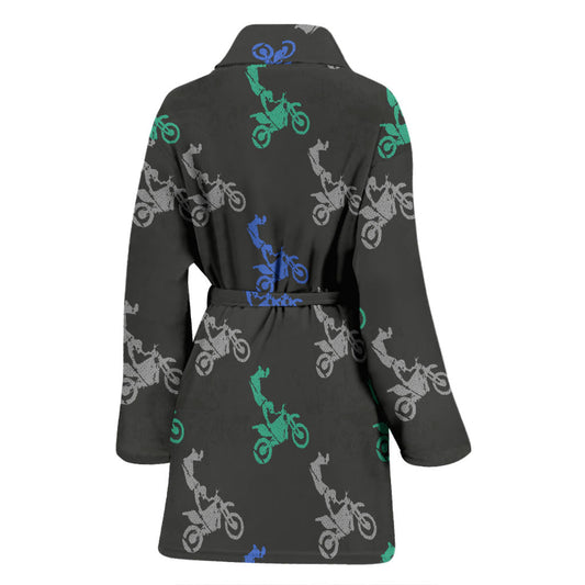 Motocross Pattern Print Design 02 Women Bathrobe