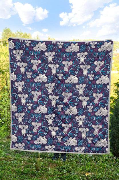 Koala Cute Themed Design Print Quilt Bedspread