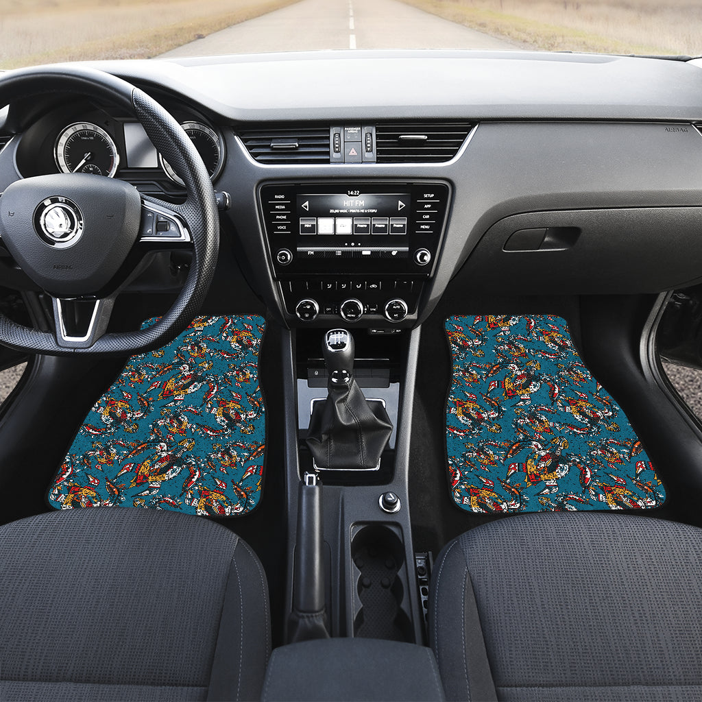 Sea Turtle Tribal Colorful Hand Drawn Car Floor Mats Front Back