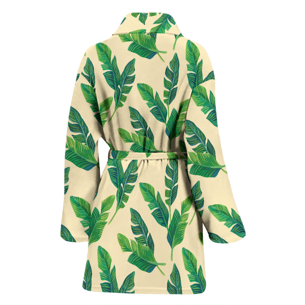Banana Leaf Pattern Print Design 01 Women Bathrobe