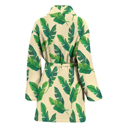 Banana Leaf Pattern Print Design 01 Women Bathrobe