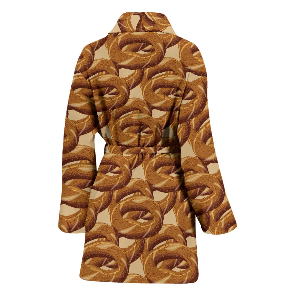Bagel Pattern Print Design 02 Women Bathrobe