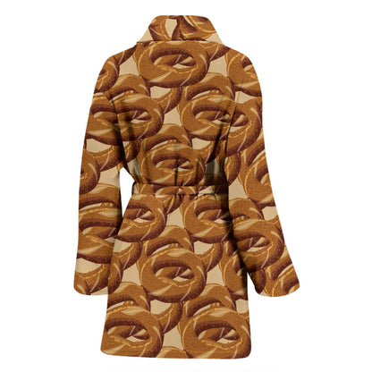 Bagel Pattern Print Design 02 Women Bathrobe