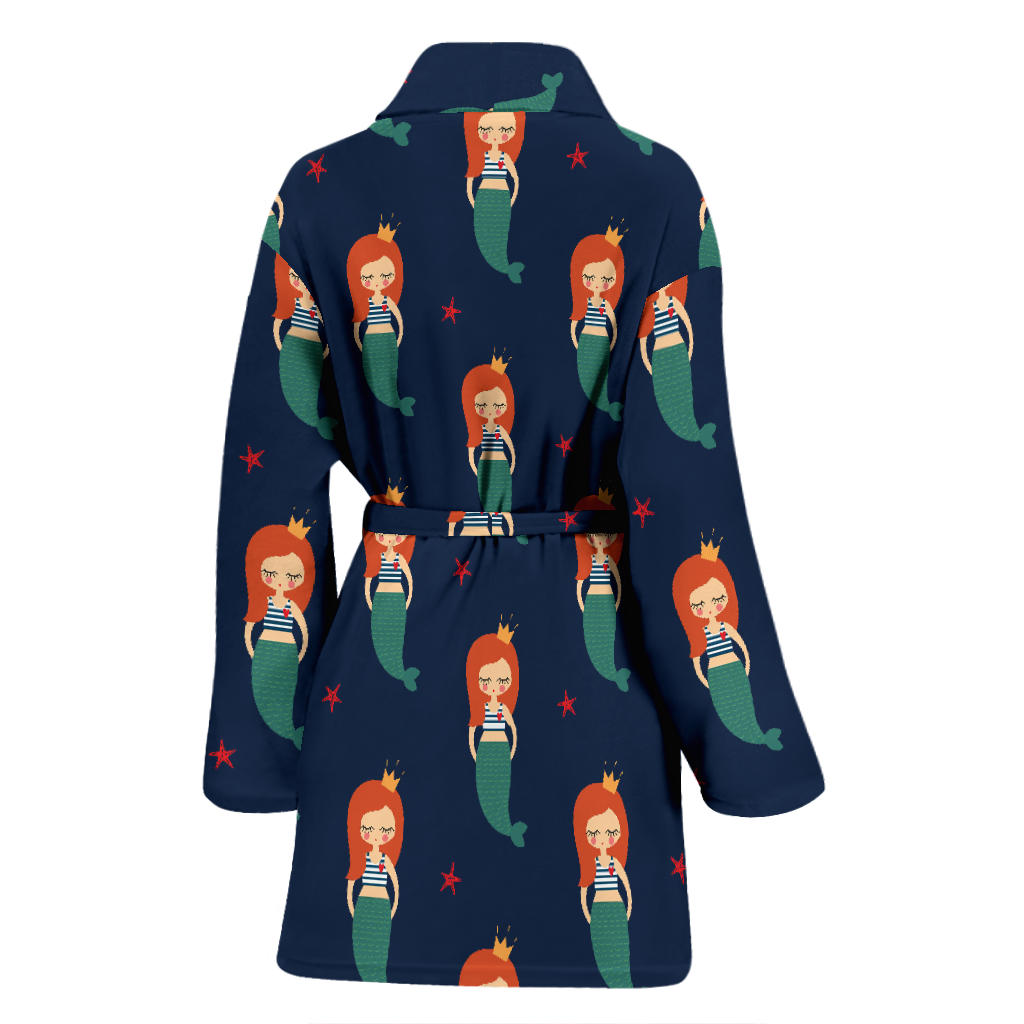 Mermaid Girl Pattern Print Design 01 Women Bathrobe