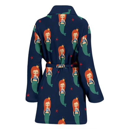 Mermaid Girl Pattern Print Design 01 Women Bathrobe