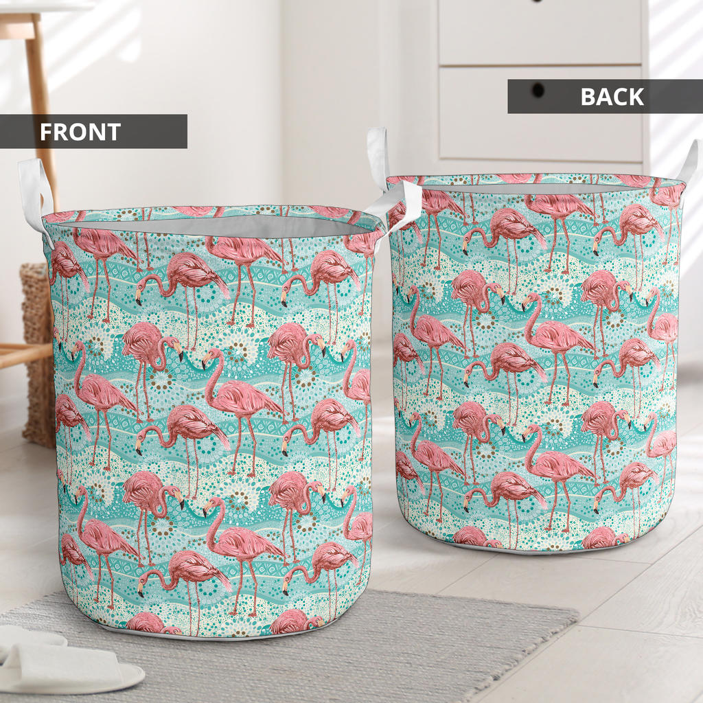 Flamingo Background Themed Print Laundry Basket