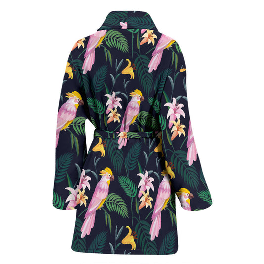 Cockatoo Pattern Print Design 03 Women Bathrobe