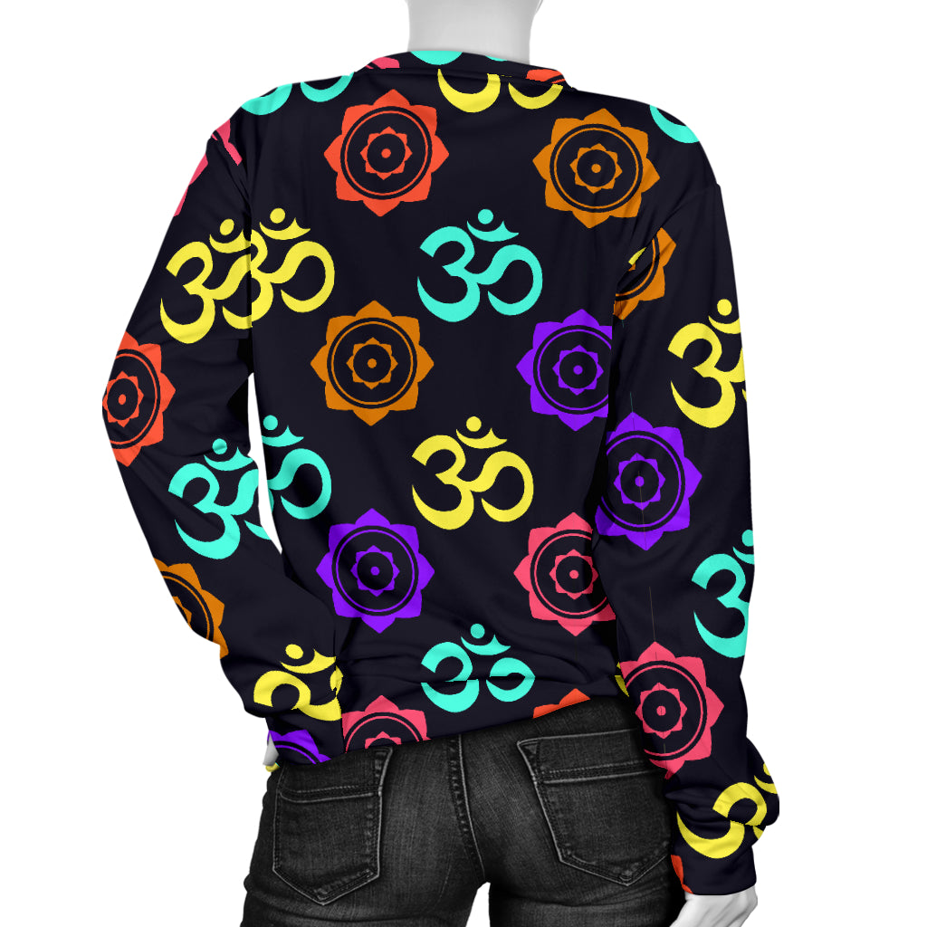 Chakra OM Print Pattern Women Long Sleeve Sweatshirt
