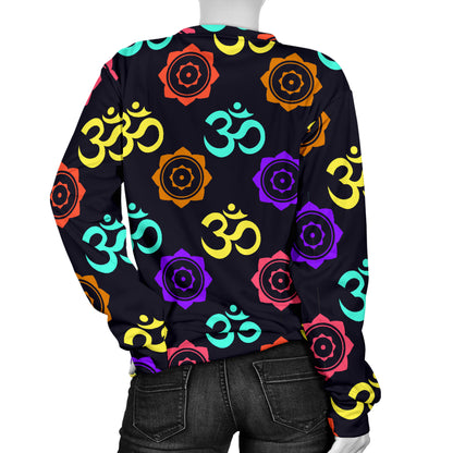 Chakra OM Print Pattern Women Long Sleeve Sweatshirt
