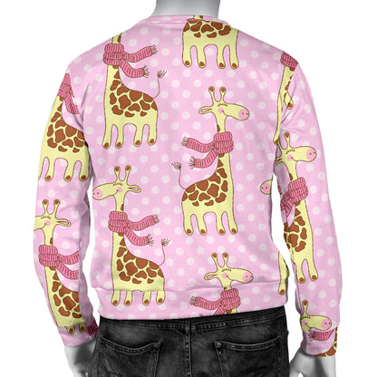 Giraffe Cute Pink Polka Dot Print Men Long Sleeve Sweatshirt