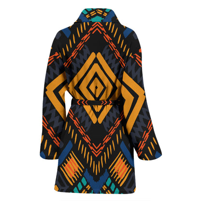 Kente Pattern Print Design 05 Women Bathrobe